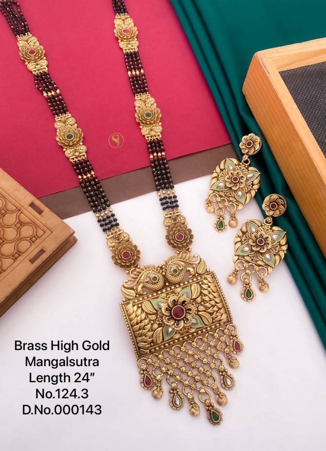 Brass High Designer Gold Long Mangalsutra Set 5 Wholesale Online
